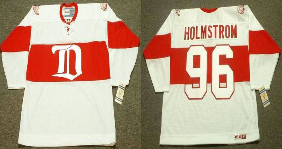 2019 Men Detroit Red Wings #96 Holmstrom White CCM NHL jerseys